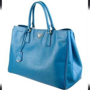 Prada Tote Blue Large Saffiano Lux Leather